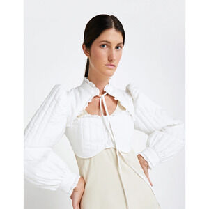 NEW Simmonett White Prariecore Cottage Cottagecore Cropped Quilted Top Small 4 6